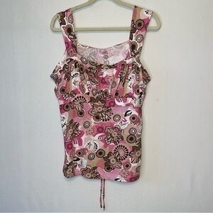 Zoey Beth 3x Plus Floral Blouse Sleeveless Tank Top Tie Back.